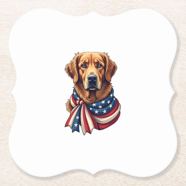 Old Glory Golden Retriever Vintage-Shirt 2 Untersetzer (Vorderseite)