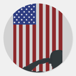 Old Glory Salute Runder Aufkleber