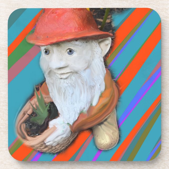 Old Gnome Gardener Getränkeuntersetzer (Vorderseite)