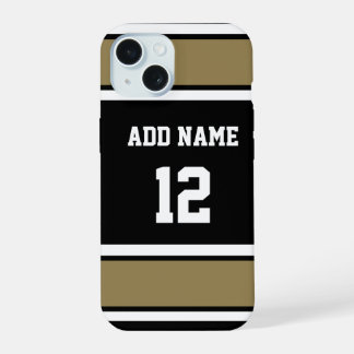 Old Gold Black and White Sports Strip iPhone 15 Hülle