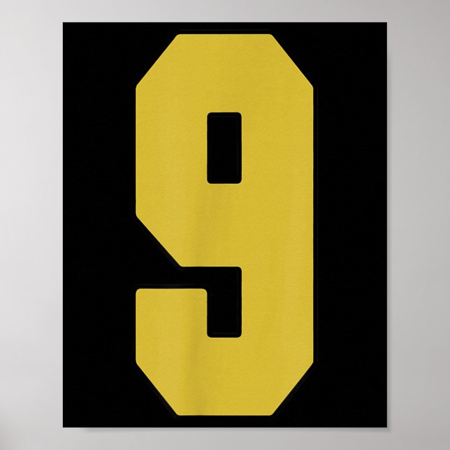 Old Gold Black Number 9 Jersey Player Uniform #9 Poster (Vorne)