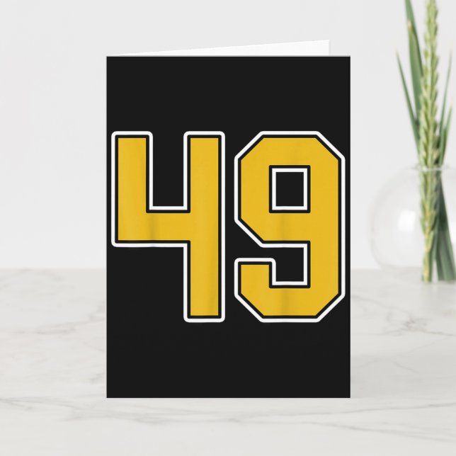 Old Gold Black White Sports Number 49 Jersey Unifo Karte (Vorderseite)