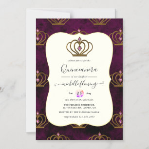 Old Gold Elegance Quinceañera Magnetic Einladung