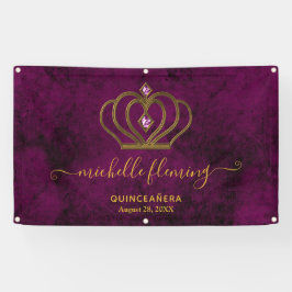 Old Gold Elegance Quinceñera Banner