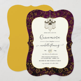 Old Gold Eleganz Quinceañera Einladung