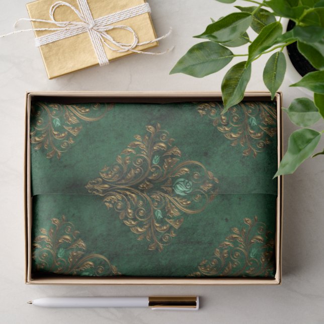 Old Gold Emerald Französisch  Seidenpapier (Geschenk)