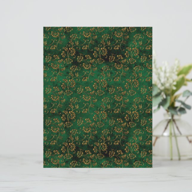 Old Gold Emerald French Srapbook Paper (Stehend Vorderseite)