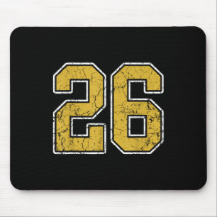 Old Gold Schwarz-weiß Sports Number 26 Jersey Unif Mousepad