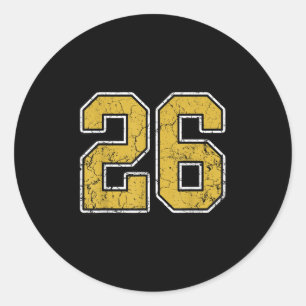 Old Gold Schwarz-weiß Sports Number 26 Jersey Unif Runder Aufkleber