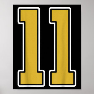 Old Gold Schwarz-weiß Srts Number 11 Jersey Unifor Poster