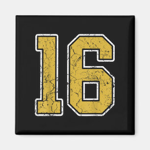 Old Gold Schwarz-weiß Srts Number 16 Jersey Unifor Magnet