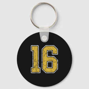 Old Gold Schwarz-weiß Srts Number 16 Jersey Unifor Schlüsselanhänger