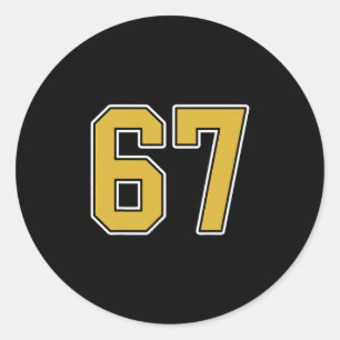 Old Gold Schwarz Weiße Sport Nummer 67 Trikot Unif Runder Aufkleber