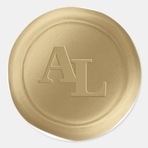 Old Gold Wax Siegel Monogram Wedding Stickers