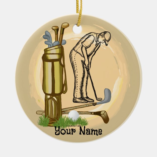 Old Golf Clubs Golf Keramik Ornament (Vorne)
