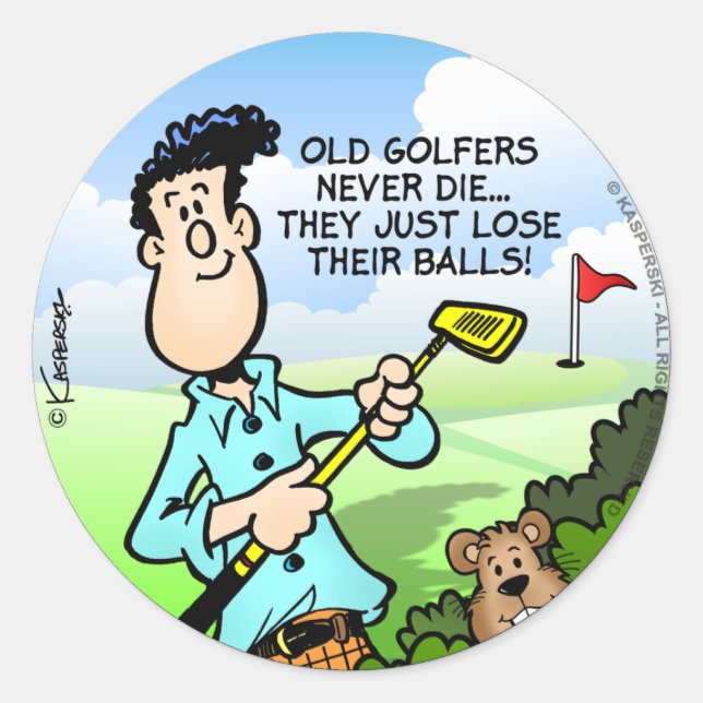 Old Golfer Runder Aufkleber (Vorderseite)