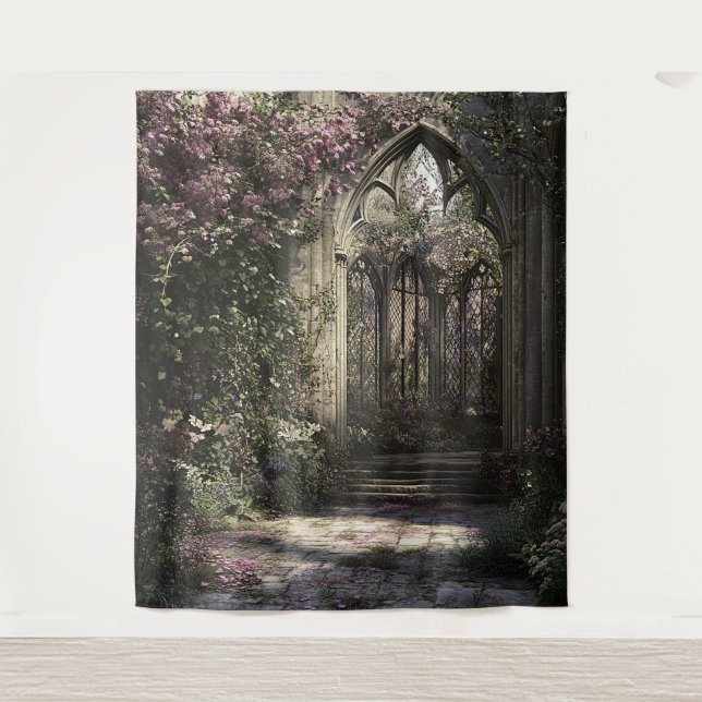Old Gothic Castle Garden Foto Stand Prop Hintergru Wandteppich (Vorderseite)