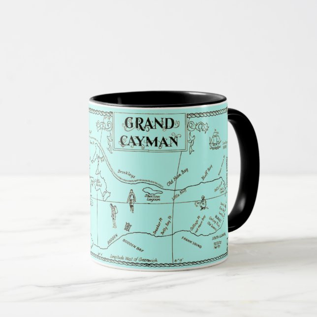 Old Grand Cayman Map Tasse (VorderseiteRechts)