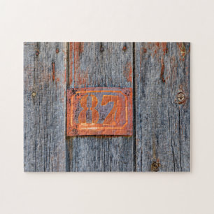Old Grunge Rusty Metal House Number No. 87 Foto Puzzle