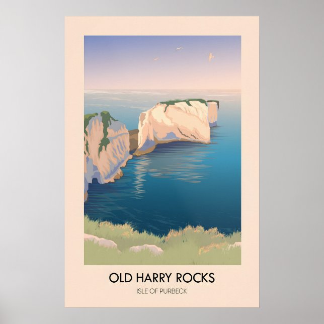 Old Harry Rocks Dorset Küsten Reiseplakat Poster (Vorne)