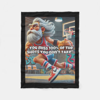 Old Head Basketball Player Print Fleecedecke