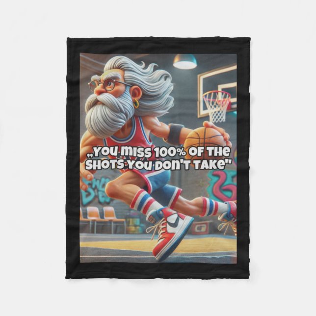 Old Head Basketball Player Print Fleecedecke (Vorderseite)