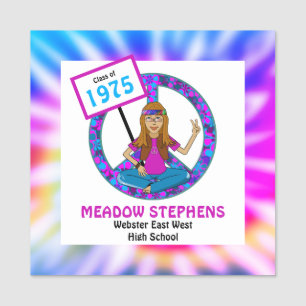 Old Hippie Gefärbte Krawatte Class Wiedersehen Nam Namensschild