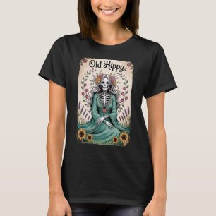 Old Hippy Skelett Blumen Tarot Shirt