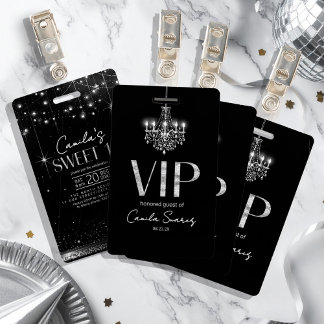 Old Hollywood B & W Chandelier Sweet 16 ID1108 Ausweis