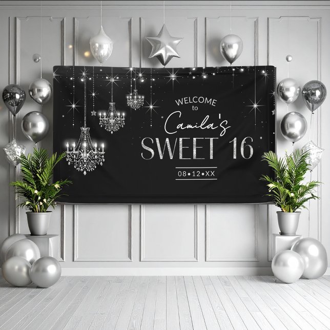 Old Hollywood B & W Chandelier Sweet 16 ID1108 Banner (Von Creator hochgeladen)