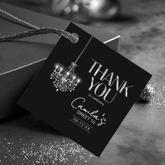 Old Hollywood B & W Chandelier Sweet 16 ID1108 Geschenkanhänger (Von Creator hochgeladen)