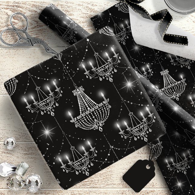 Old Hollywood B & W Chandeliers ID1108 Geschenkpapier (Von Creator hochgeladen)
