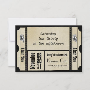 Old Hollywood Broadway Ticket Wedding RSVP Karte