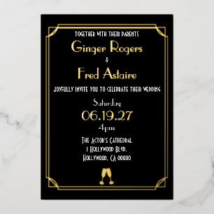 Old Hollywood Goil Foil Classy Film Strip Einladun Folieneinladung