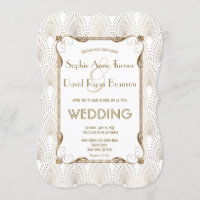 Old Hollywood Great Gatsby White Wedite Einladung