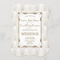 Old Hollywood Great Gatsby White Wedite Einladung