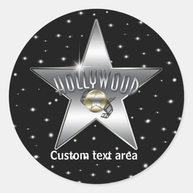 Old Hollywood Typografie Silver Star Party Sticker (Vorderseite)