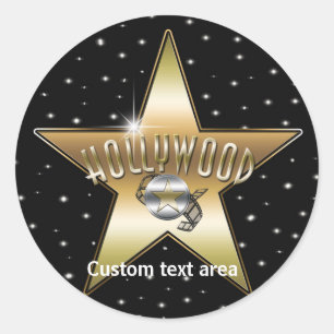 Old Hollywood Typografy Gold Star Party Sticker
