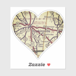 Old Hopkinsville KY Map Sticker