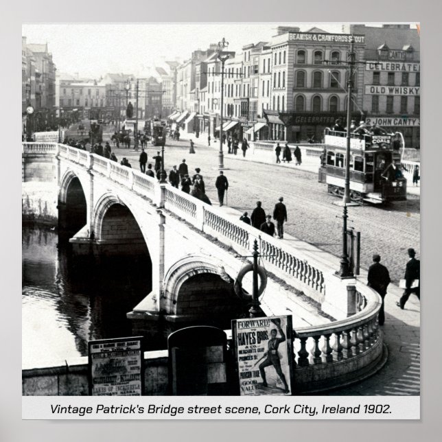 Old Ireland, Patrick's Bridge in 1902, Cork City Poster (Vorne)