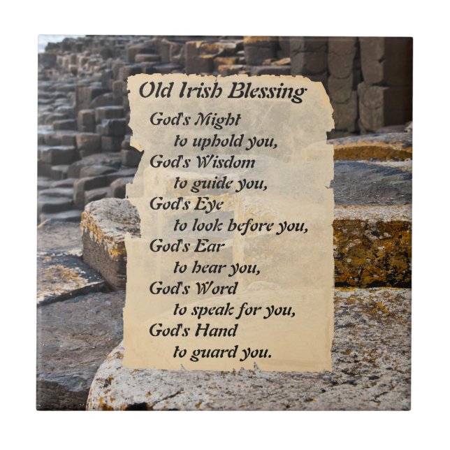 Old Irish Blessing Giants Causeway Ireland Tile Fliese (Vorderseite)