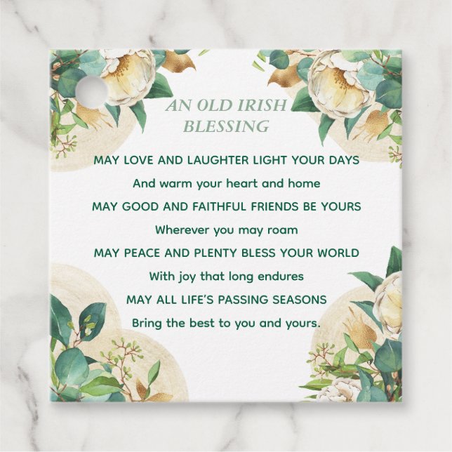 Old Irish Blessing on Gold Dust and Roses Geschenkanhänger (Vorderseite)