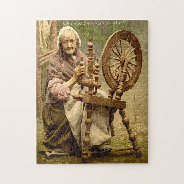 Old Irish Wool Spinner Lady, Jigsaw Puzzle (Vertikal)