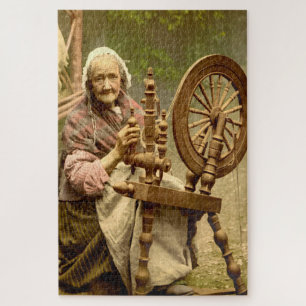 Old Irish Wool Spinner Lady, Puzzle