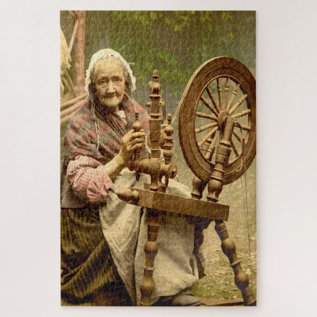 Old Irish Wool Spinner Lady, Puzzle (Vertikal)