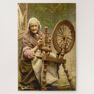Old Irish Wool Spinner Lady Puzzle