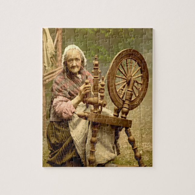 Old Irish Wool Spinner Lady Puzzle (Vertikal)