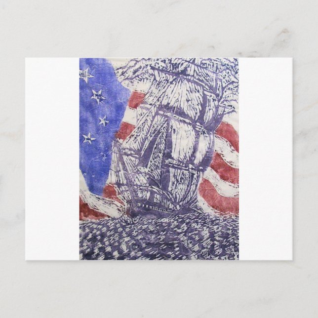 Old Ironsides Woodcut Print Postkarte (Vorderseite)