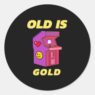 Old is Gold Gamer Runder Aufkleber