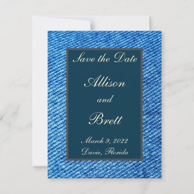Old Jeans Save the Date Card (Vorderseite)